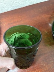 Anchor Hocking Vintage MCM Green Sandwich Custard Cup/Juice Glasses