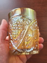 Pretty Honey Amber US Glass Carnival Glass Palm Beach Tumbler Ground Base