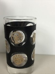 Set of 2 Vintage Mid Century Modern Black And Gold Glasses W/ Georgia Gold 1830