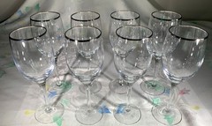 Set of 8 Vintage Lenox Ariel Water Globlets w/ Platinum Trim
