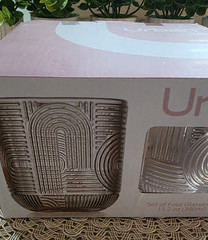 Set of 4 Pink Textured Urban Rock Glasses 13.2oz Bar / Kitchen