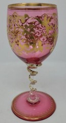 Harrach Bohemian White Snake On Cranberry Wine Glass c.1870 #1