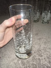 Set of 4 Vintage Libbey Pines Tumblers High Ball White Trees Gold Rim