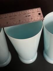 4 French Portieux Vallerysthal Blue Opaline Glass Water Juice Tumblers 5.25″ x3″