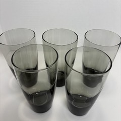 Set of 5 Libbey Classic Smoke Gray Glass 6″ Heavy Tumblers Drinking Glasses