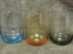 Vintage OHARA Glass/Crystal Thin Blown Small Tumbler Lot Red Blue Green Italy