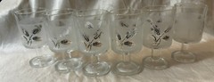 Vintage Midcentury Hollywood Regency Gold Wheat Frosted Shot Glasses. Set/6