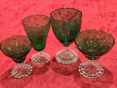 Classic MCM Anchor Hocking Burple Forest Green Glass Set Mixed Sizes 16pc