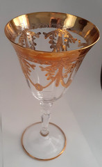 4 Stauer «Allegro» 24K Gold Trimmed 8″ Crystal Wine Glasses From Empoli Italy