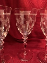 BRYCE 758-7-3/4″ WATER~WINE GOBLETS~GLASSES~FLORAL ETCH~V EXC COND Set 6 RARE