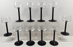 10 Luminarc Domino Signature Black Rhine Wine Glasses Set Cristal France Bar Lot