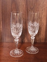 Galway Crystal Claddagh Champagne Flutes.