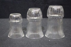 Set of 12 Vintage Blown Depression Glass Clear Ribbed Drinking Tumblers, 3 Sizes