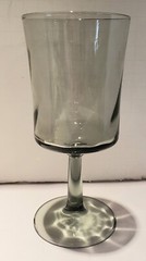 Libbey Gray Optic Swirl Smoke Water Goblet Wine 6.5″ Glass Midcentury Modern