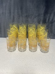 Vtg 12 Libbey Golden Wheat Glasses (4 Each 6.5” 12oz – 5.5” 10oz – 3.75” 6oz)￼