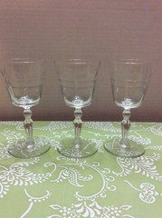 Vintage 3 Wine Glasses by Rock Sharpe 5 3/4″ tall Lines Bars and Dots