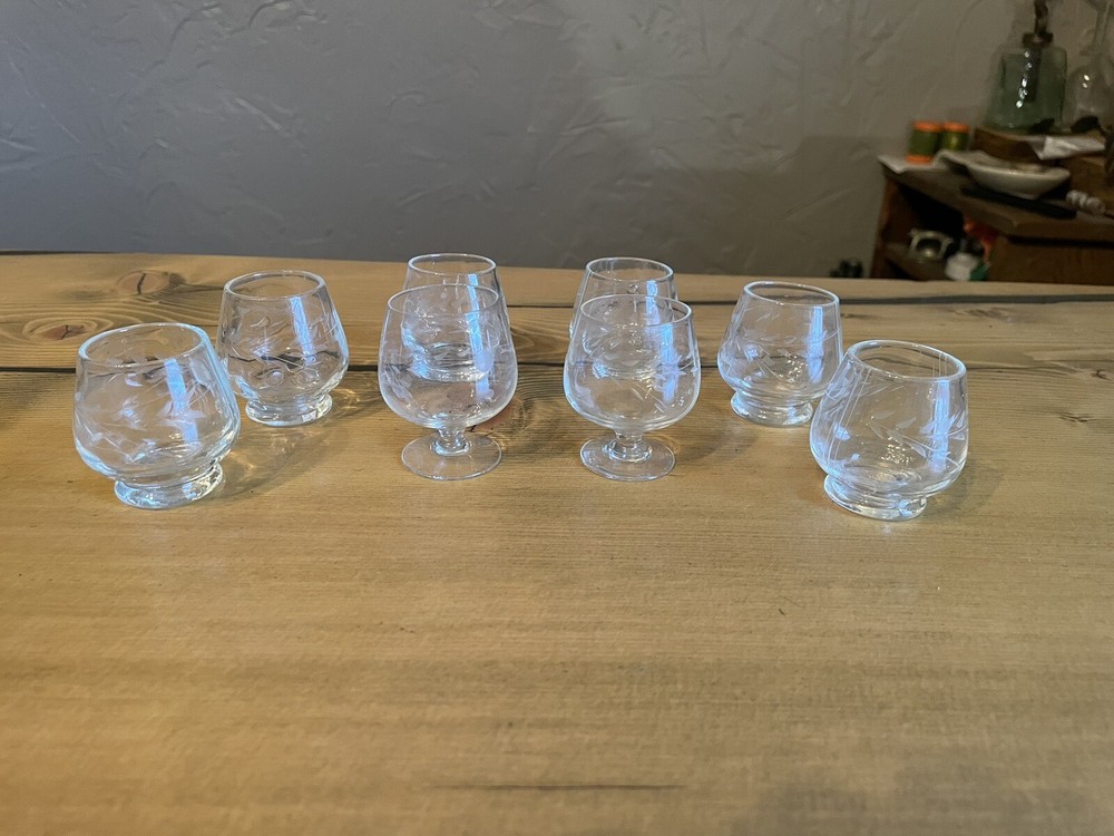 Vintage Mini Etched Glasses