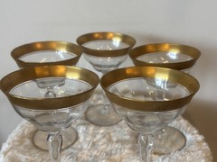Tiffin-Franciscan Rambler Rose Crystal Glass Set Of 5 Champagne Tall Sherbet