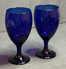 Set Of 2 Libbey Premiere Cobalt Blue Water/Wine Goblets Glasses