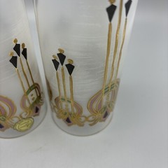 Bohemia Glass Czech Republic High Ball Hand Painted Frosted Glass Art Deco 5.75”