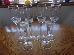 Champagne Blown Pier 1 Applied Swirl Smooth Stem Crystal Blown Glass – Set of 8
