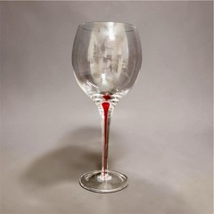 Pier 1 Ruby Red Tear Drop Filament Stem Water Wine Goblet
