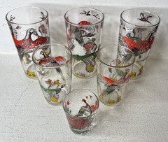 VTG 1950s Set of 6 Hazel Atlas Pheasant Hunting Glasses
