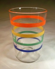 FEDERAL1930’S FIESTA COLORS RED YELLOW GREEN COBALT 5-OUNCE FLAT JUICE TUMBLER!
