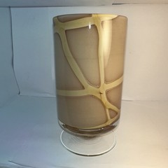 MCM Hand-Blown Cased GLASS GOBLET Mid-Century ITALIAN (4available) Tan & Crème