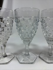 Vtg. Fostoria Wine/Water Goblets Cubist Design Set of 6