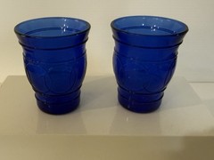 Vintage Ring O Rings Cobalt Blue Glass Tumblers Maryland Glass Pair