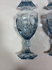 Vintage Fostoria Glass Moonstone Light Blue Wine/Juice Goblets Set of 4