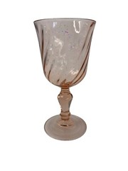 Vtg Luminarc French Pink Swirl Glass 8 Oz 6″ Tall Wine Farm House MULTIPLE