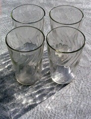 Set of 4 Vintage Clear Ripple Pattern Juice Glasses Tumblers 4 Ounces