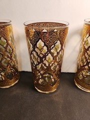 Culver Valencia Highball 22K Gold Green Set of 4 Vintage MCM Vintage