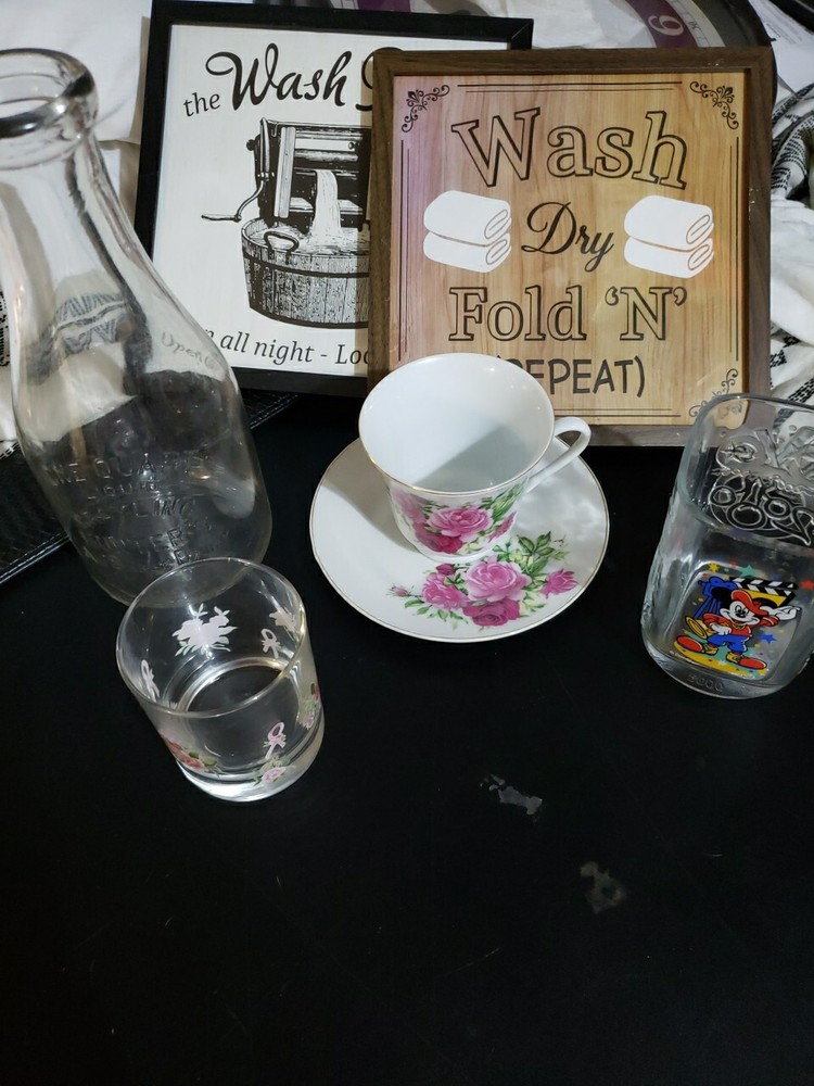 Decorated Glass Vintage Items Lot Of 7