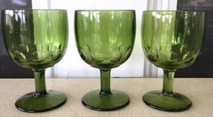 Vtg Bartlett Collins Thumbprint Goblets Avocado Green 16oz Lot of 4 1970’s MCM