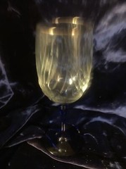 Wine Glasses With Blue Stems Gold Rims Wave Pattern Set Of 6