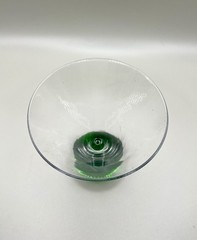 Vintage Postmodern Memphis Style Hand Blown Art Glass Martini Glass Green Orb