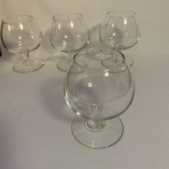 Brandy Snifters Cognac Scotch Bourbon Clear Glass Set of 4 Footed VTG Unbranded