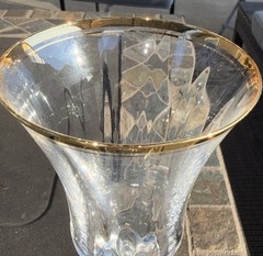 MIKASA JAMESTOWN 9 1/8″ Water / Wine Glass Optic Bowl Gold Trim