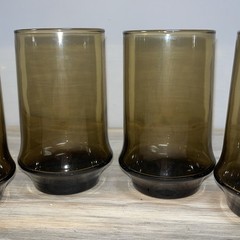 SET 6 Vintage Libbey Tawny Impromptu Brown Flat Tumbler 4 3/4″ 12 oz