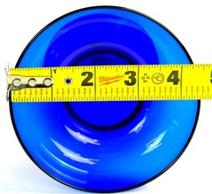 Pier 1 Cobalt Blue Glass Plain Bowl 3 Piece 6 Oz 6 1/8″ Margarita Glasses 1990s-