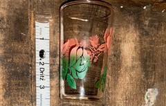 Vtg. Federal Glass Pink Rose to Green Leaf Drink Glasses 5 in 3 different sizes