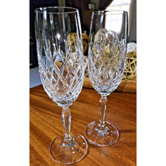 Set Of 2 Scott Swiesel Germany Wessex Crystal Champagne Glasses 8 1/2 Inches