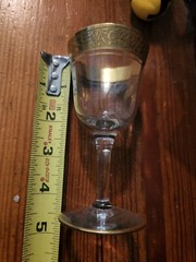 TIFFIN RAMBLER ROSE GOLD RIM CORDIAL GLASS 4 1/2″ and 6 3/16″ TALL