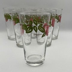 6 Vintage Franciscan Apple 5.75″ Tall Glasses Tumblers Iced Tea 17oz Libbey EUC