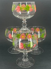 Set of 4 FRANCISCAN DESERT ROSE Stemmed Parfait Glasses – FRANCE 5.5″H Rare Vtg