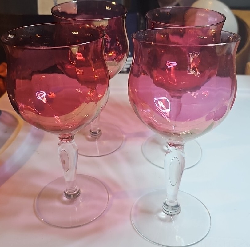 West Virginia Glass Specialty Rose Lustre #40 Stem 6.75” Water Goblet(s)