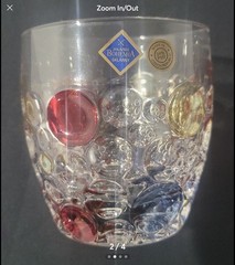 Bohemia Bubble Pattern Glass Tumbler Set of 2 Clear Red Blue Yellow Czech